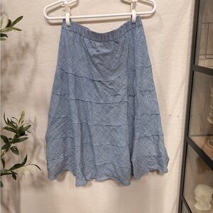 Studio west Blue Striped Tiered A-Line Skirt cotton